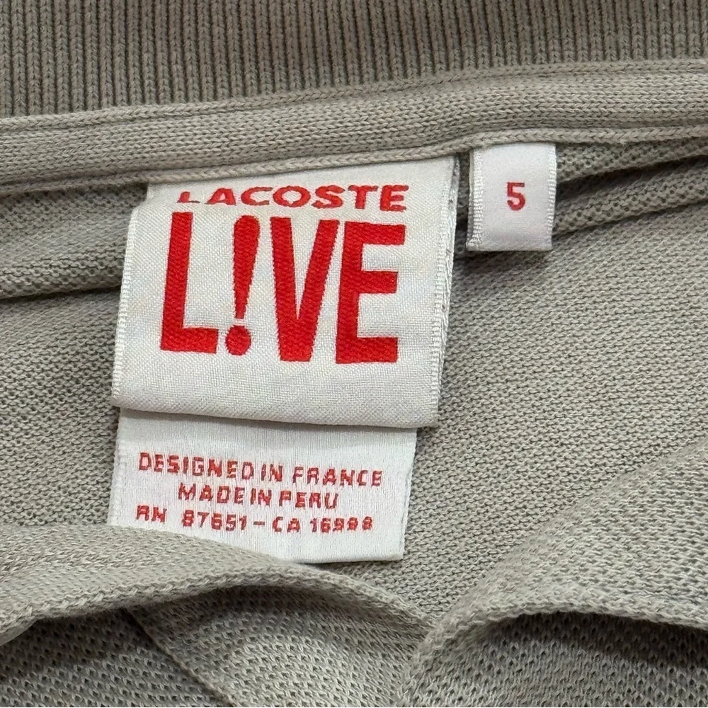 Lacoste‎ L!ve Grey Polo Capsule Tennis Golf Athletic Pickleball 100% Cotton M